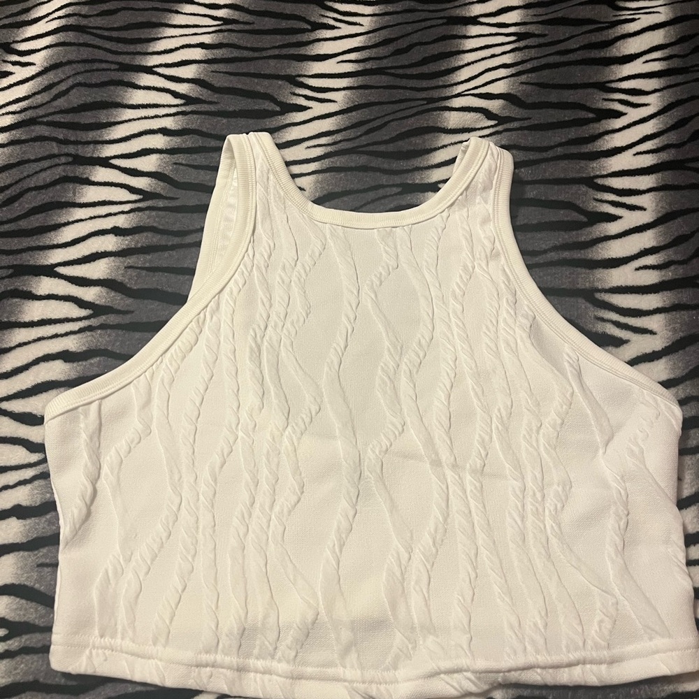 White Textured Women's Top